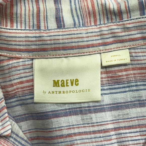 Anthropologie Maeve Breckenridge Striped Button Down Shirt Polka Dot Size XS - Picture 4 of 7